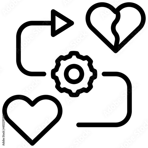 heartbroken outline style icon