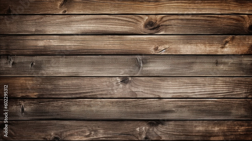 Wood planks texture background, old vintage wooden wall or table, generative AI.