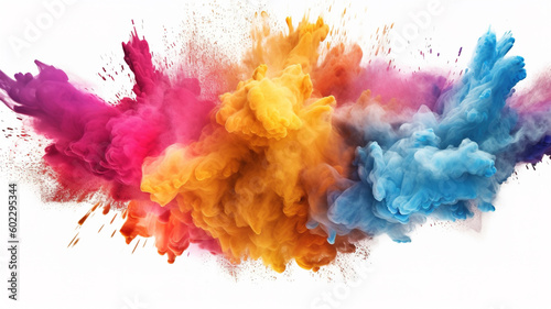 Explosion of color paint or powder, abstract colorful background, illustration, generative AI