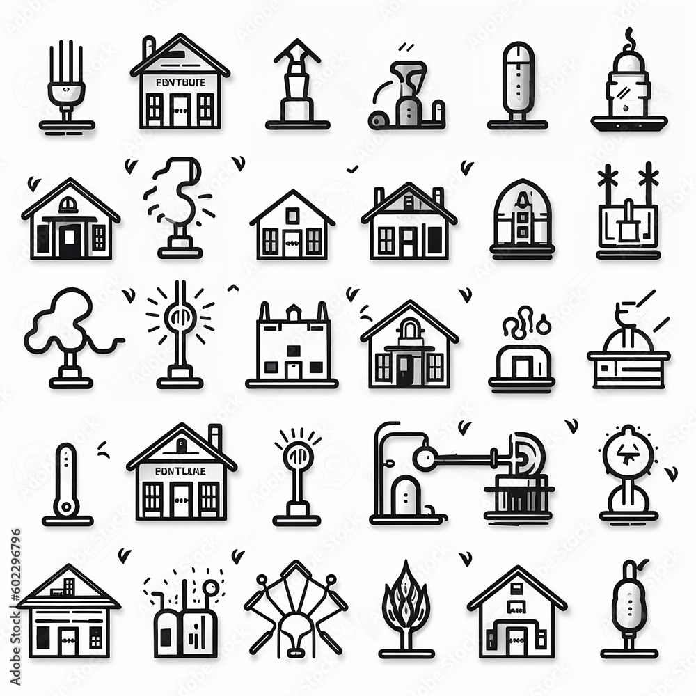 set of houses icons created by Generative AI