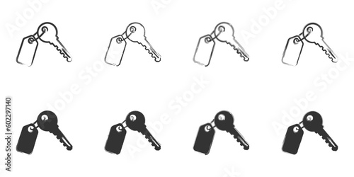 Hand drawn key icon set. Vector illustration.