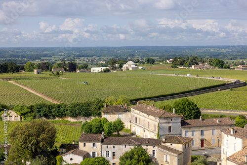 Obraz na płótnie View of the vineyards and countryside of Saint Emilion - France agricultural sub