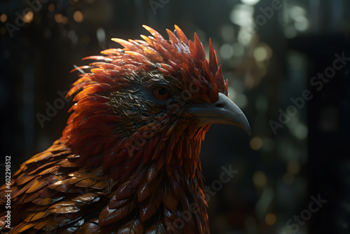 Fairy phoenix bird. Neural network AI generated photo