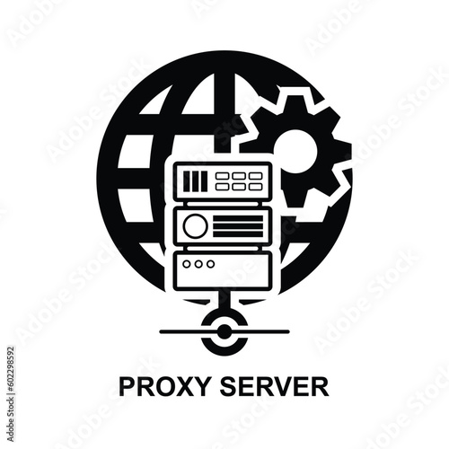 Proxy server icon. A proxy server is a system or router that provides a gateway between users and the internet isolated on background vector illustration.