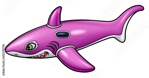 Cartoon cute doodle inflatable kids water shark.