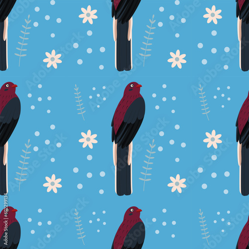 Pattern with trogon bird.