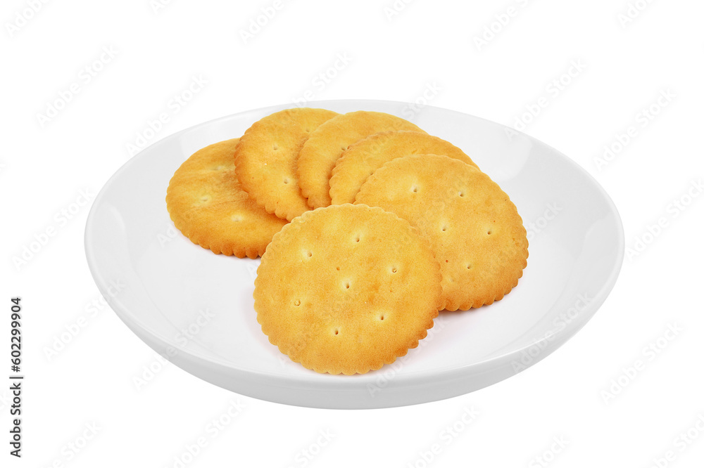 Cracker in plate on transparent png