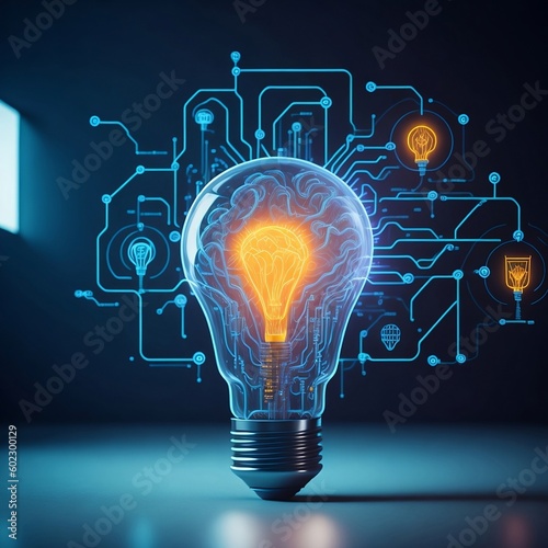 Fototapeta Data in light bulb