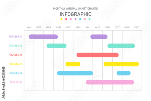 Infographic template for presentation. Business data visualization. Process monthly annual Gantt chart.vector illustration.