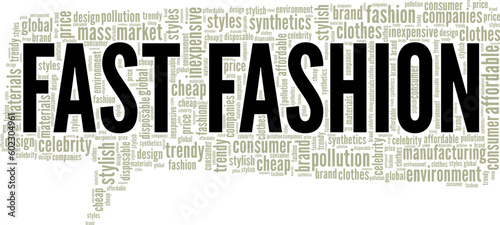 Fast Fashion word cloud conceptual design isolated on white background.