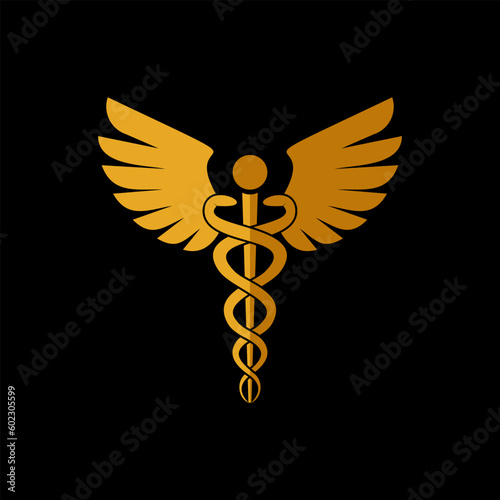 Medical caduceus symbol logo vector template
