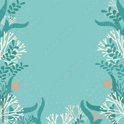 frame with seaweed. Vector illustration