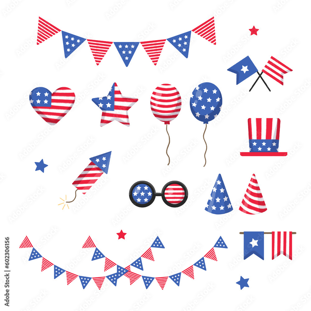 Obraz premium 4th of july element collection