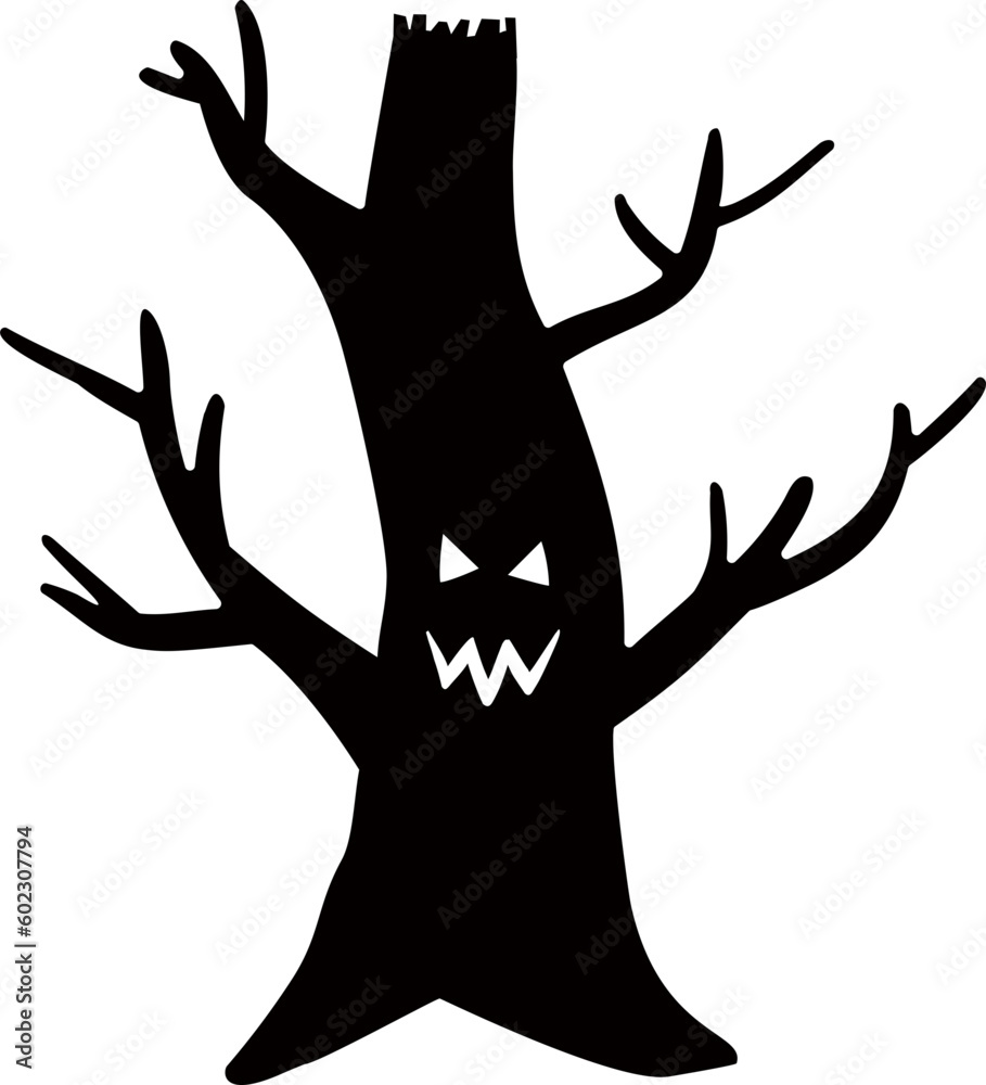 Halloween tree silhouette with scary face Halloween tree silhouette with scary face