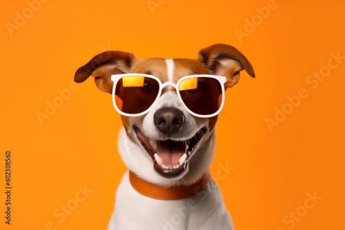 birthday dog sunglasses isolated animal pet party smile background portrait funny cute. Generative AI. © SHOTPRIME STUDIO