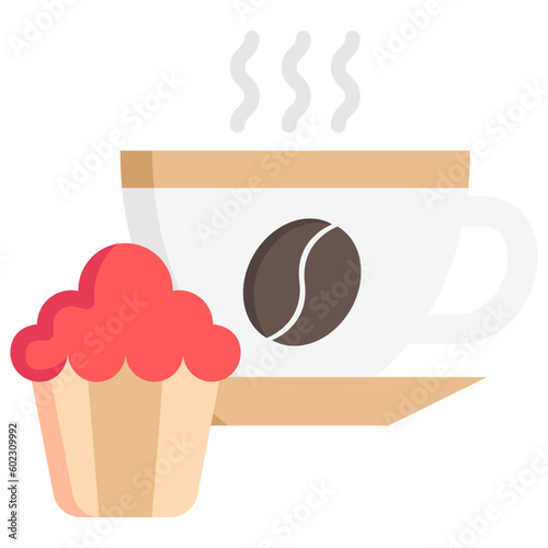 cupcake and coffee, breakfast, food courts vector icons for web design, app, banner, flyer and digital marketing.