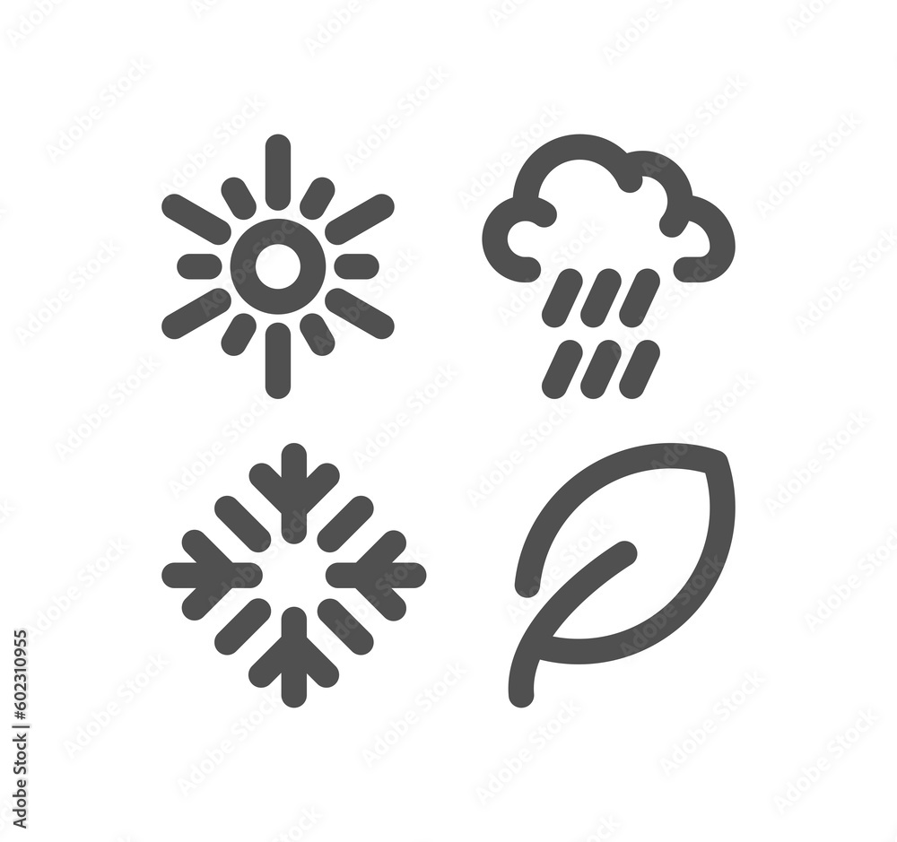 Four seasons and day parts related icon outline and linear symbol.
Four seasons and day parts related icon outline and linear symbol.