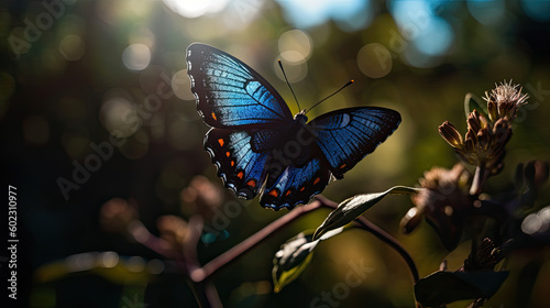 Ulysse butterfly in nature, morning light