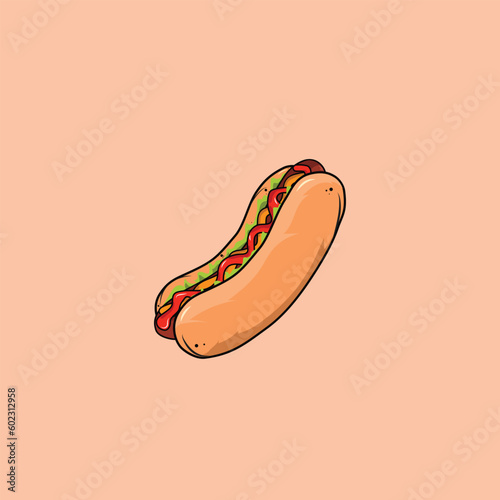 hot dog vector illustration , hot dog with sauce for restaurant 