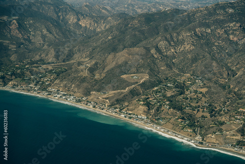Aerial view of Leo Carrillo State Park and Pacific Coast in Malibu, California. photo