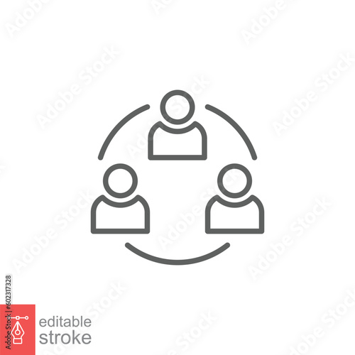 Collaboration icon. Simple outline style. Communication, partnership, group, team, business concept. Thin line symbol. Vector symbol illustration isolated on white background. Editable stroke EPS 10.