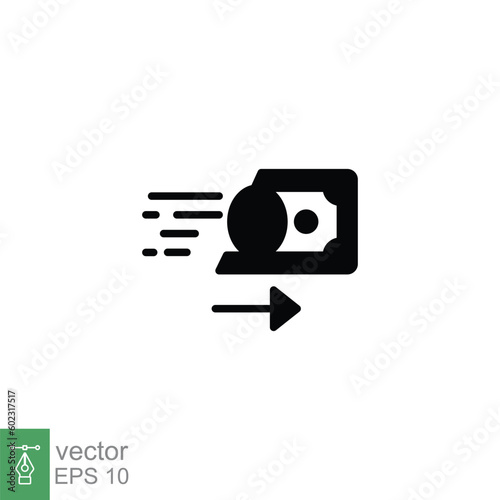 Money transfer icon. Simple solid style. Deposit, cash, fast payment, pound, atm, business concept. Black silhouette, glyph symbol. Vector symbol illustration isolated on white background. EPS 10.