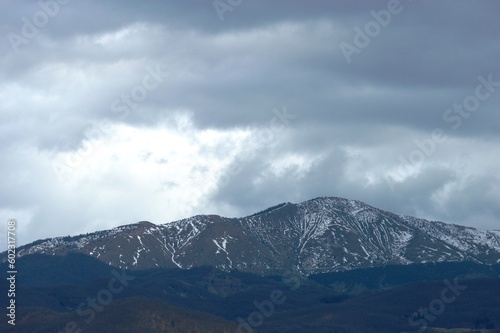 remnants of snow on the mountain in spring