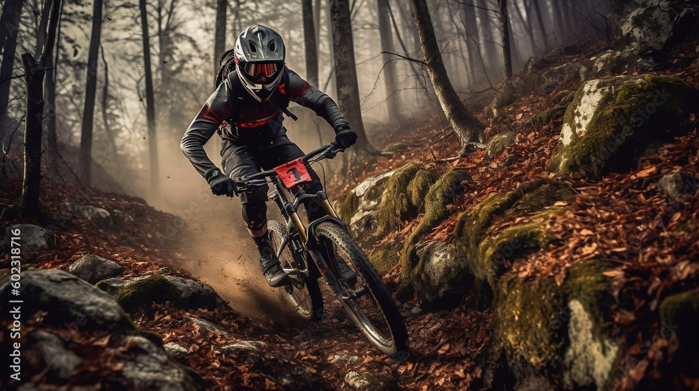 Mountain Bike Thrilling Moment Adrenaline Rush Conquering the