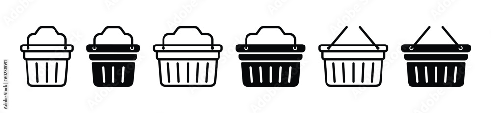 Shopping basket icon vector. Basket icons set in thin line and flat style for apps and websites. Vector illustration Shopping basket icon vector. Basket icons set in thin line and flat style for apps and websites. Vector illustration