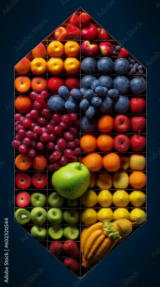 A collection of fruits in different colors. AI generative A collection of fruits in different colors. AI generative