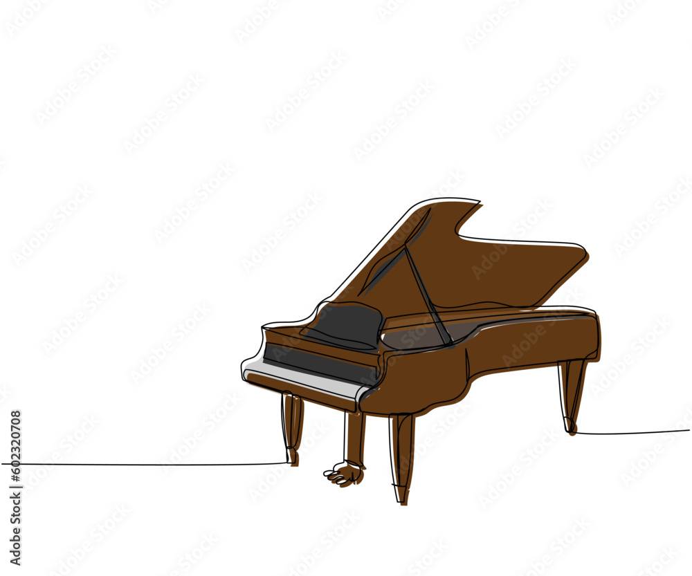 Grand piano one line color art. Continuous line drawing of classical, musician, acoustic, piano, chord, antique, music, keyboard, concert, jazz, instrument, vintage, classic. Grand piano one line color art. Continuous line drawing of classical, musician, acoustic, piano, chord, antique, music, keyboard, concert, jazz, instrument, vintage, classic.