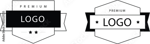Logo Design with shape and banner, black vector 