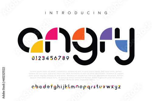 Angry abstract colour dots logo font alphabet minimal modern urban fonts for logo typography
