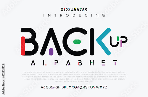 Back up digital colorful dots logo font alphabet minimal modern urban fonts for logo typography