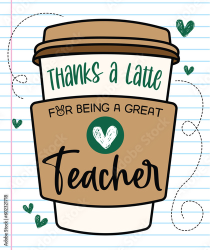 Thank you teacher card background cute notebook