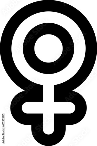 Outline Gender Female Black White Icon. Traditional and progressive unconventional sexual relations between sexes groups. Simple outline vector symbol isolated on white background