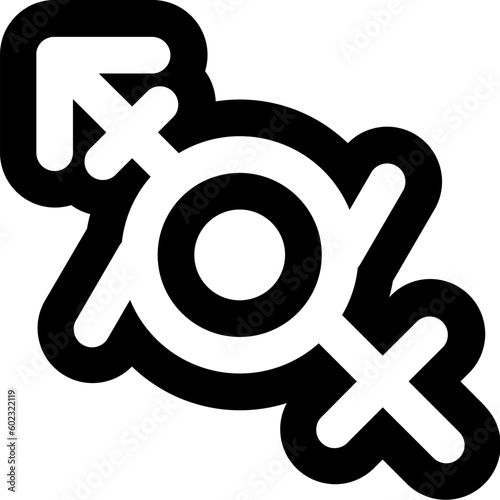 Outline Gender Genderfluid Black White Icon. Traditional and progressive unconventional sexual relations between sexes groups. Simple outline vector symbol isolated on white background