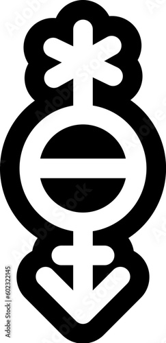 Outline Gender Pangender Black White Liner Icon. Traditional and progressive unconventional sexual relations between sexes groups. Simple outline vector symbol isolated on white background