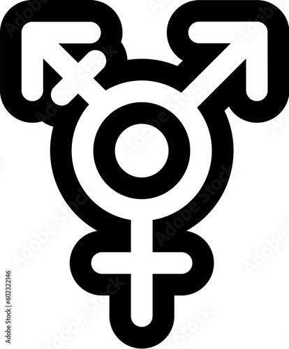 Outline Gender Transgender Black White Liner Icon. Traditional and progressive unconventional sexual relations between sexes groups. Simple outline vector symbol isolated on white background