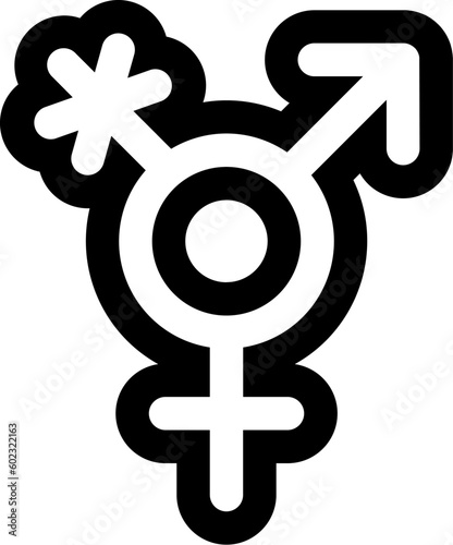 Gender Transgender Outline Black White Liner Icon. Traditional and progressive unconventional sexual relations between sexes groups. Simple outline vector symbol isolated on white background