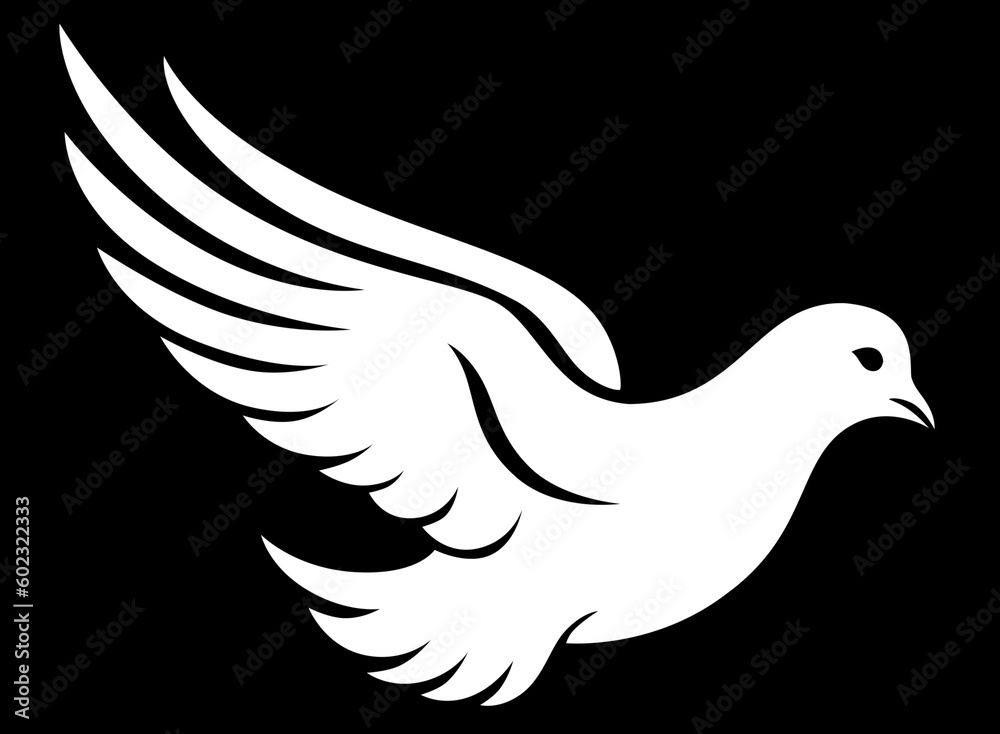 Stylized bird illustration on black background. Generative AI Stylized bird illustration on black background. Generative AI