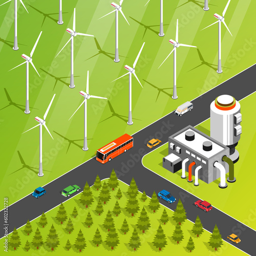 Green Energy Isometric Illustration