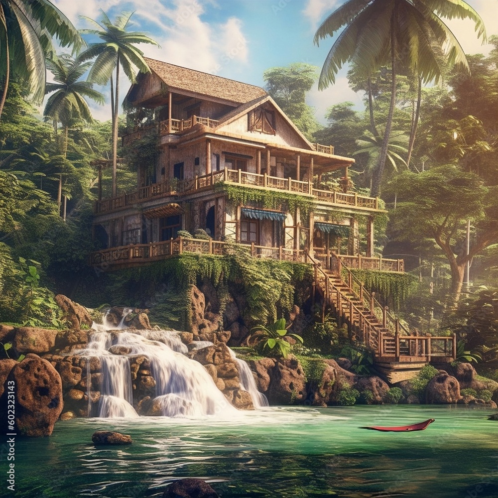 tropical resort in the jungle