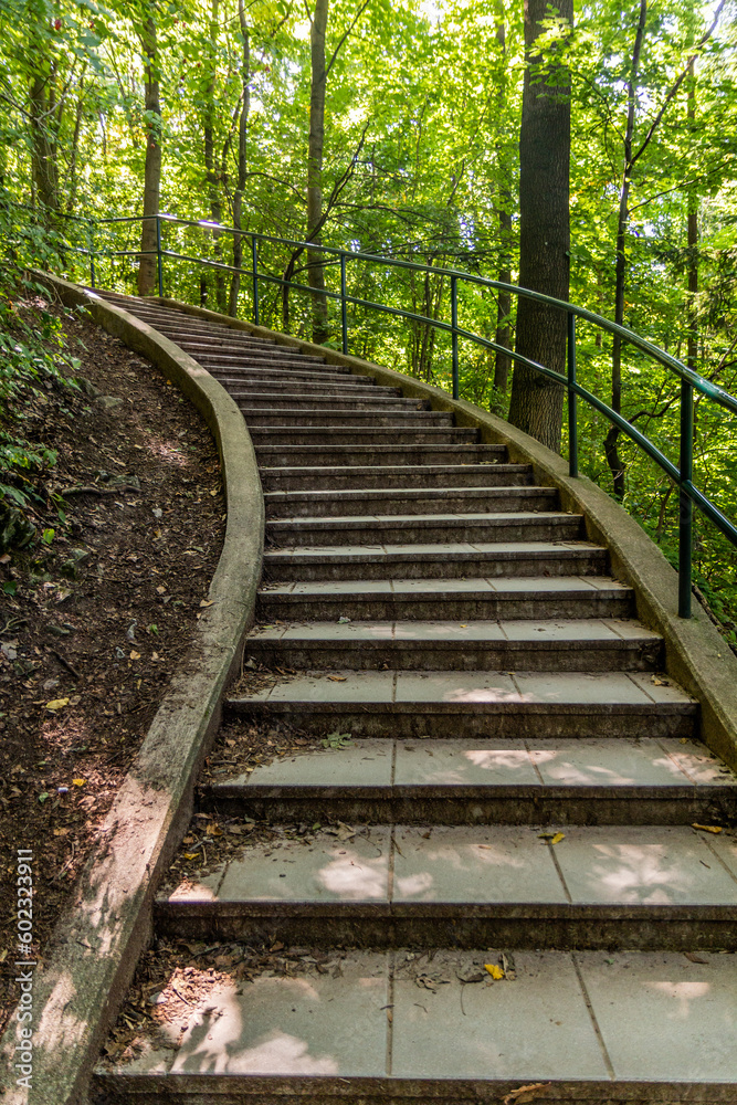 Stairs to an bservation platform in Macocha abbys, Czech Republic Stairs to an bservation platform in Macocha abbys, Czech Republic