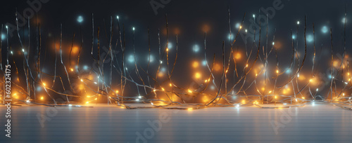 Abstract background. Blurred bokeh dark background  Christmas and New Year holiday background   Generative AI