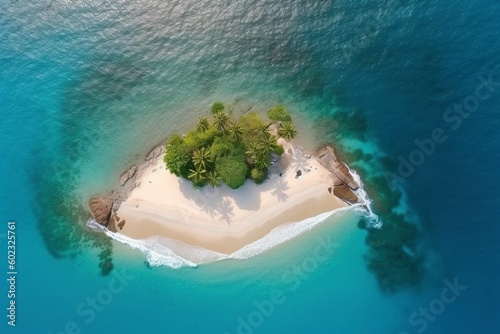 illustration,paradise islands with sandy beach, ai generative