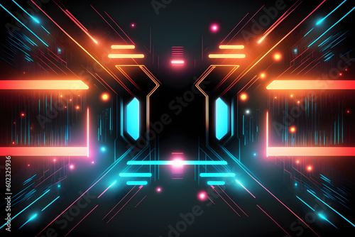 technology Neon cyberspace background, Abstract Digital background