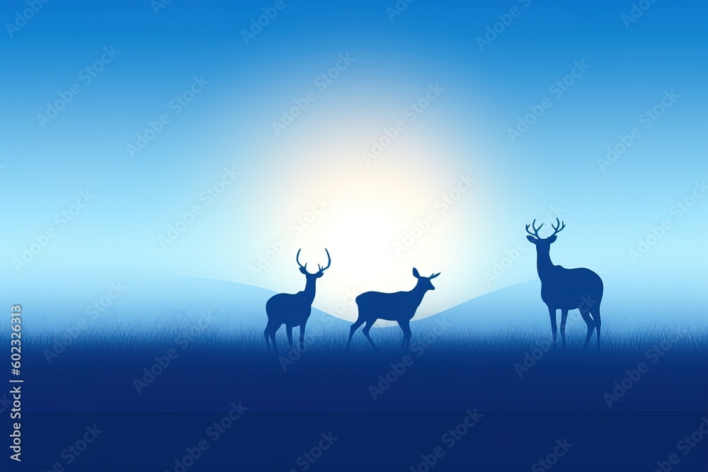 Naklejka premium Family of deer, simple minimal tech illustration.