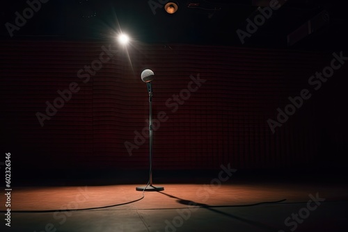 Comedy Club Stage with Single Spotlight - AI Generated © dasom