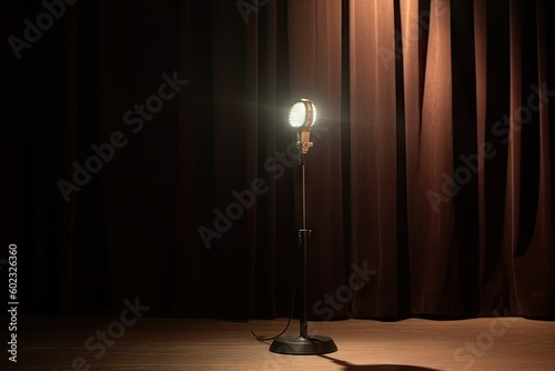 Comedy Club Stage with Single Spotlight - AI Generated